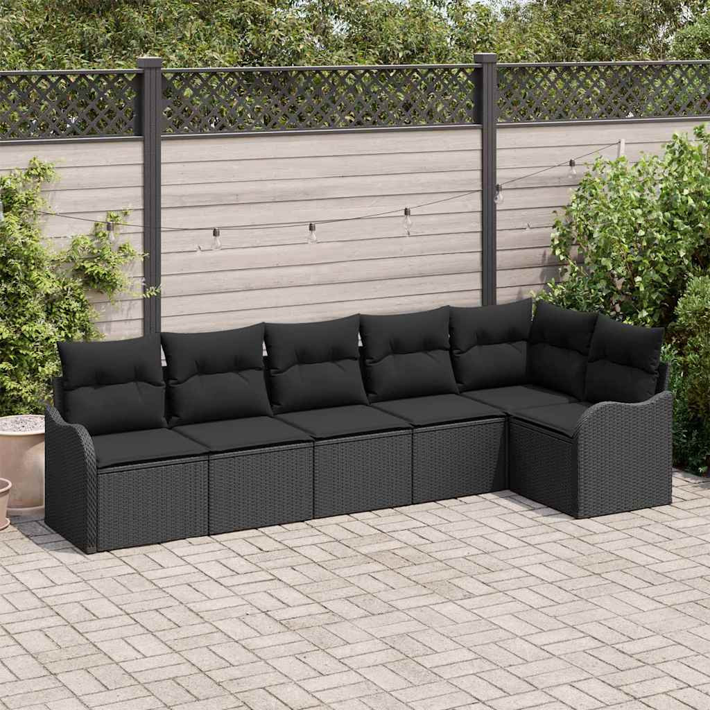 vidaXL Gartensofa-set mit Speicher 6 pcs Schwarz Poly-Rattan