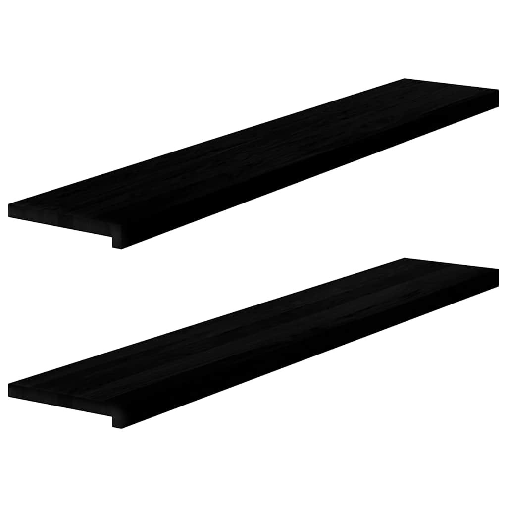 vidaXL Fensterbänke 2 Stk. Braun-Schwarz 140x30x2 cm Massivholz Eiche