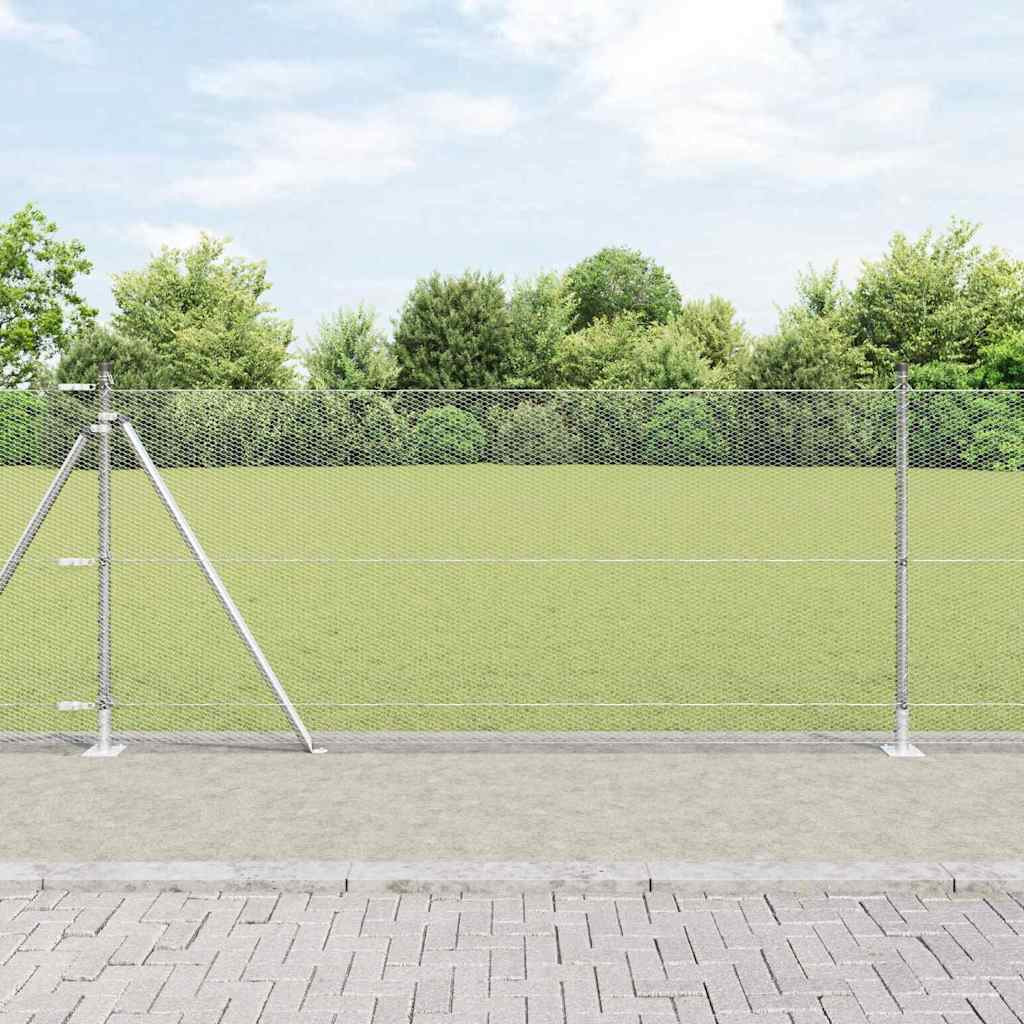 vidaXL Sechseckzaun mit Betonsockel 50 x 1 m Verzinkter Stahl Silber