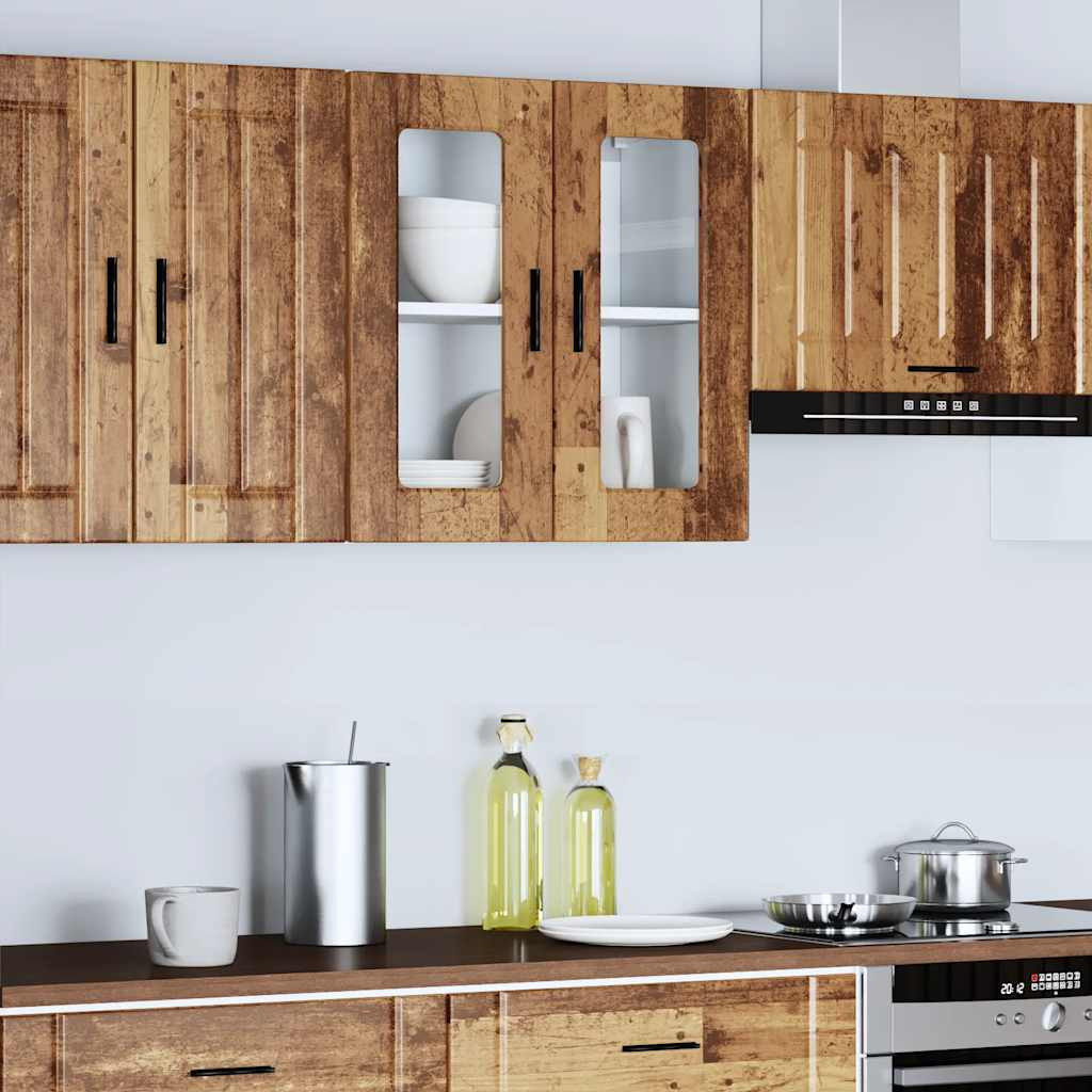 vidaXL Küchen-Hängeschrank mit Glastür Porto Altholz-Optik