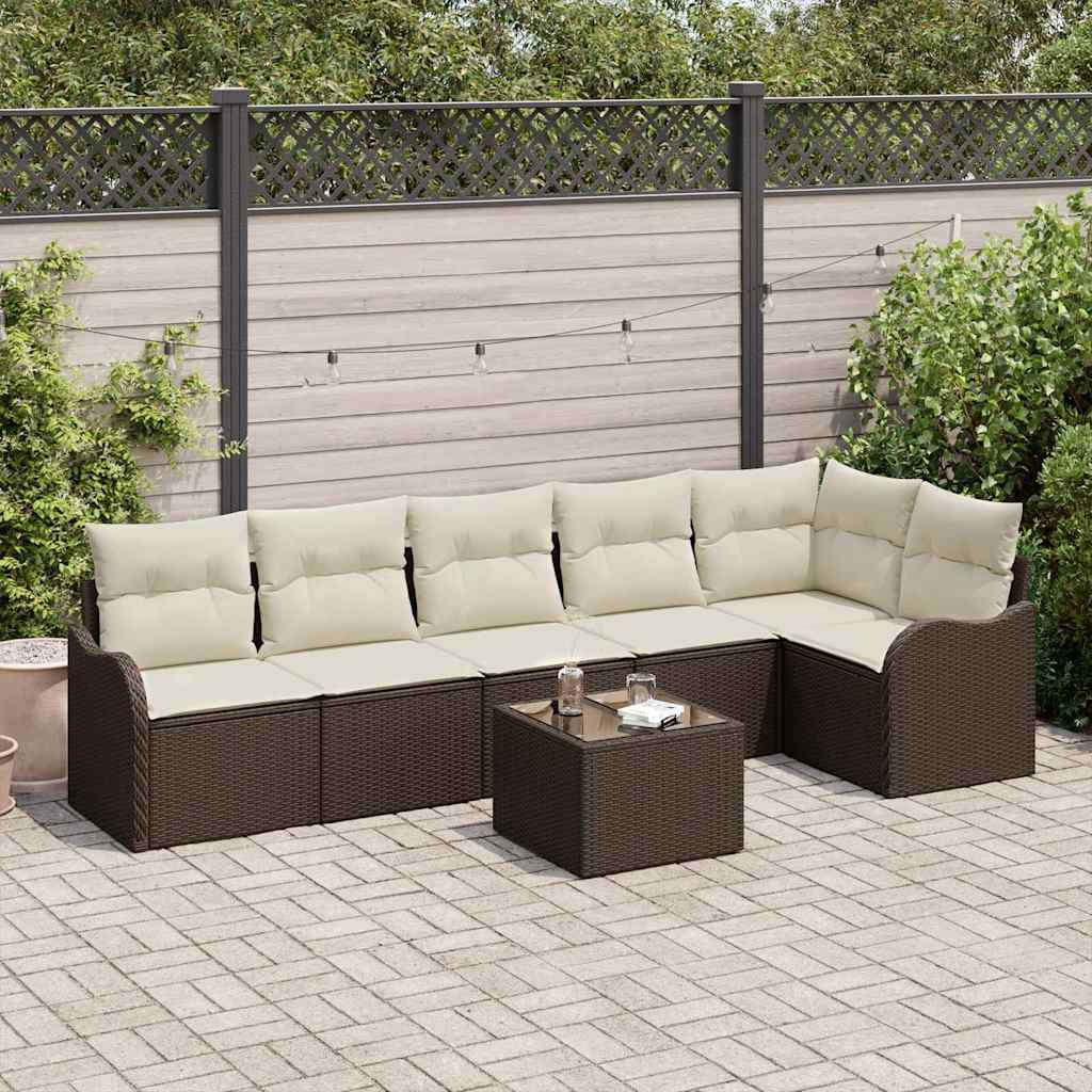 vidaXL Gartensofa-set mit Speicher 7 pcs Grau Poly-Rattan