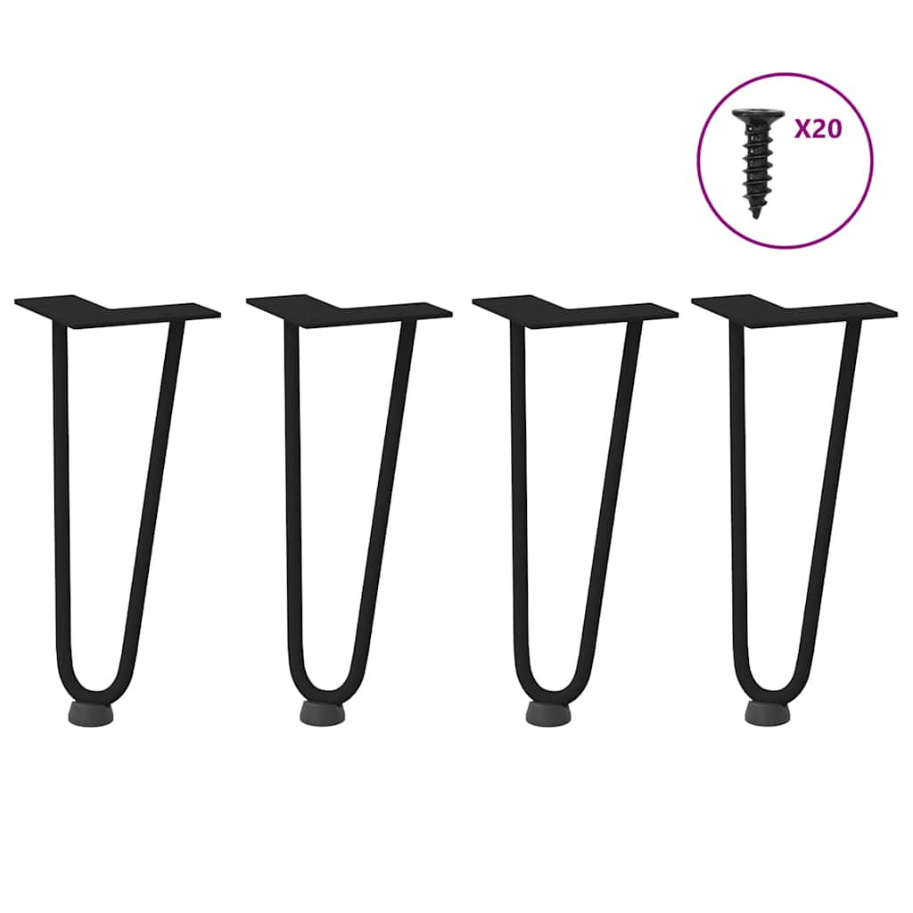 vidaXL Haarnadelbeine für Couchtisch 4 Stk. Schwarz 30 cm Massivstahl