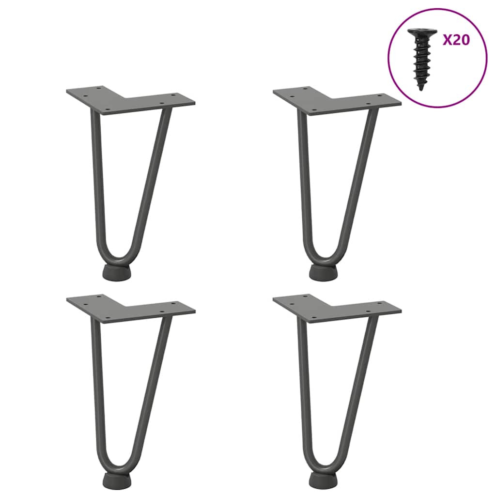 vidaXL Haarnadelbeine für Couchtisch 4 Stk. Anthrazit 20 cm Massivstahl