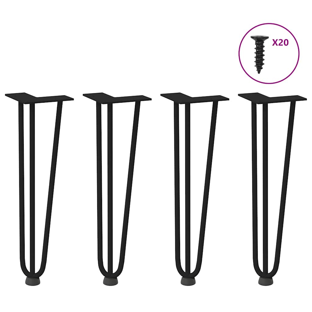 vidaXL Haarnadelbeine für Couchtisch 4 Stk. Schwarz 42 cm Massivstahl