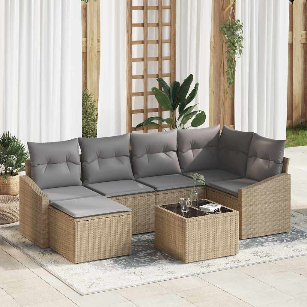 vidaXL Garten Essgruppe mit Kissen 7 pcs Beige und Hellgrau