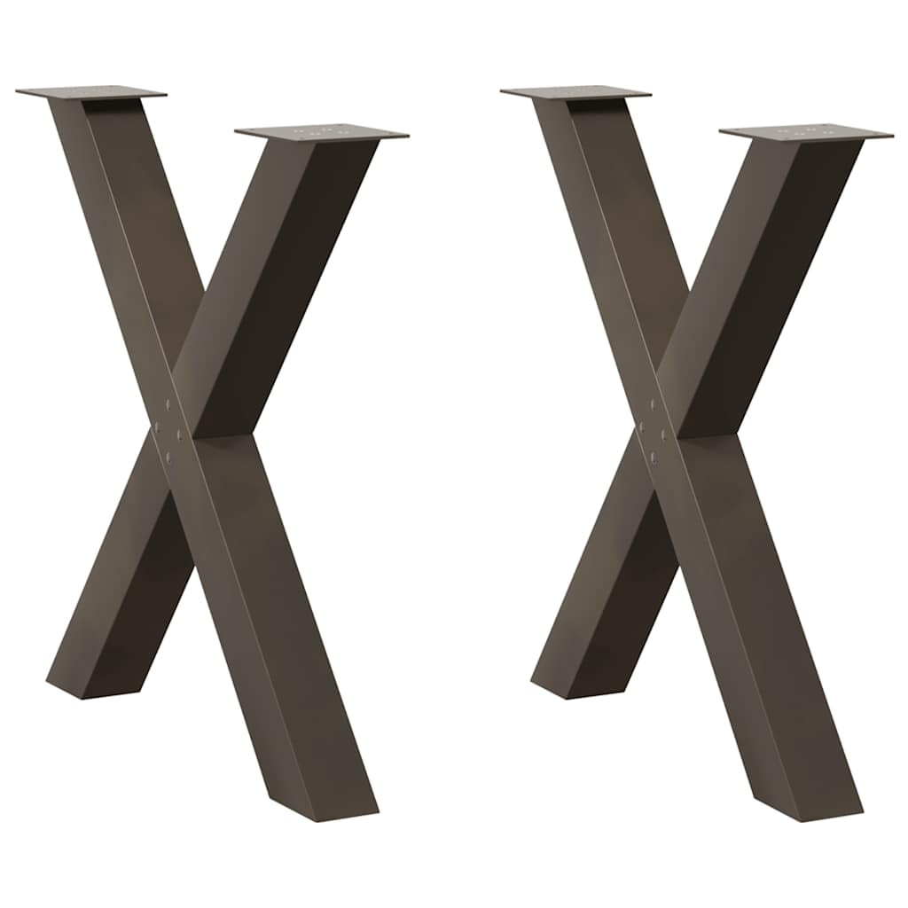 vidaXL Esstischbeine X-Form 2 Stk. Naturstahl 70x(72-73) cm Stahl