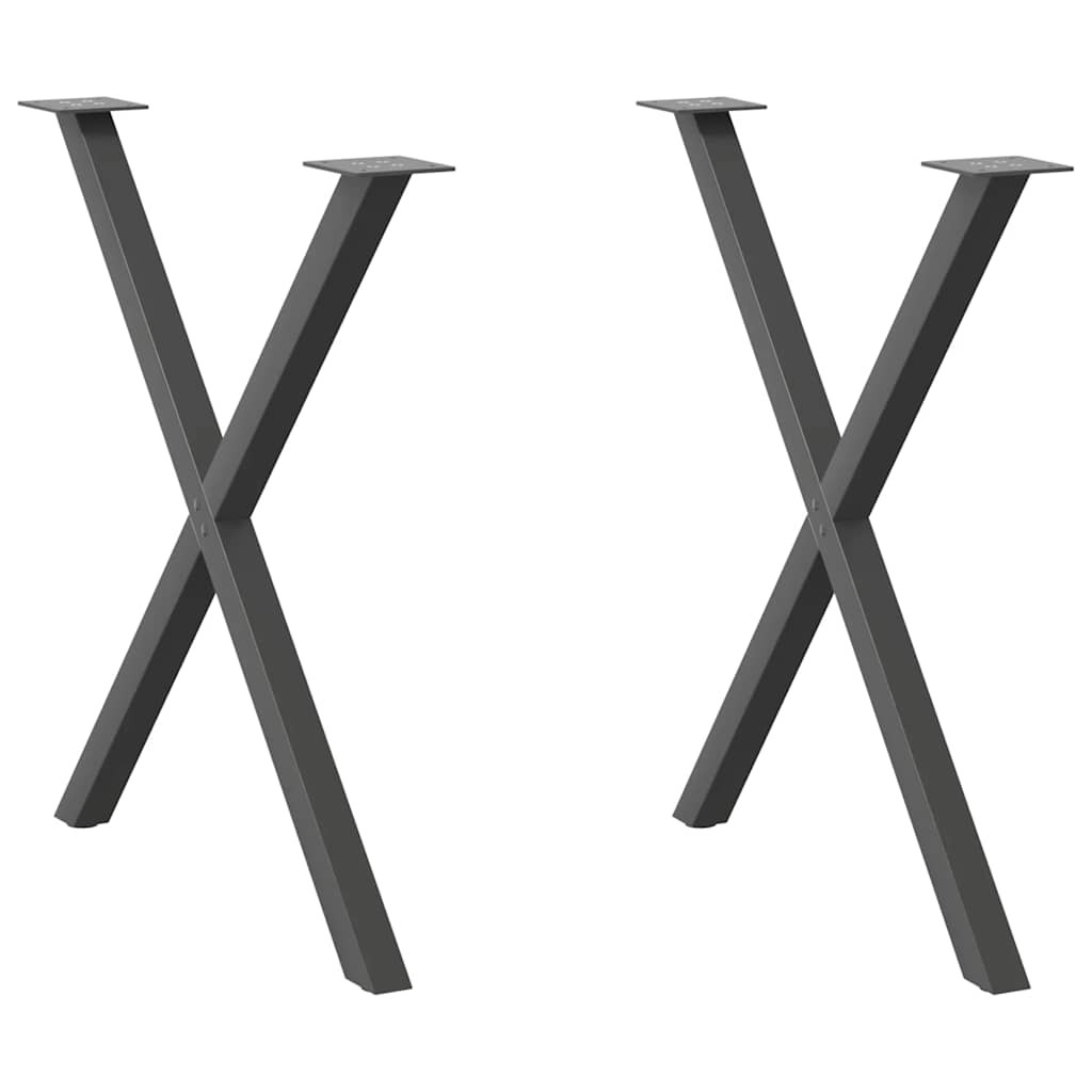 vidaXL Esstischbeine X-Form 2 Stk. Anthrazit 70x(72-73) cm Stahl