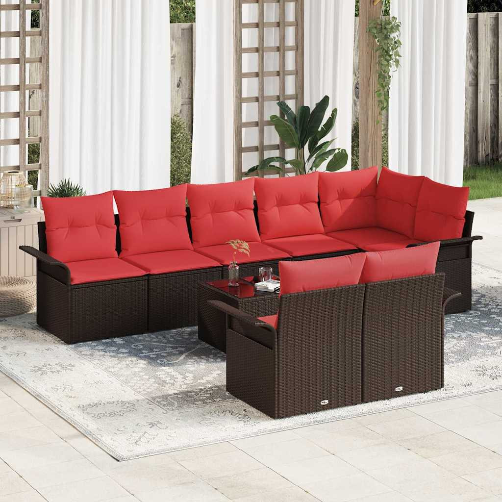 vidaXL Gartensofa-set mit Speicher 9 pcs Braun Poly-Rattan