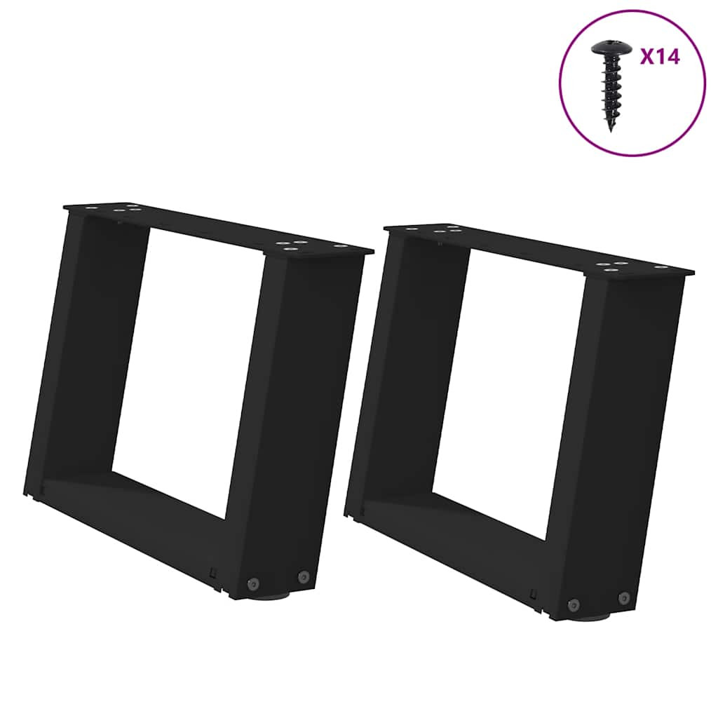 vidaXL Couchtischbeine U-Form 2 Stk. Schwarz 50x(30-31) cm Stahl