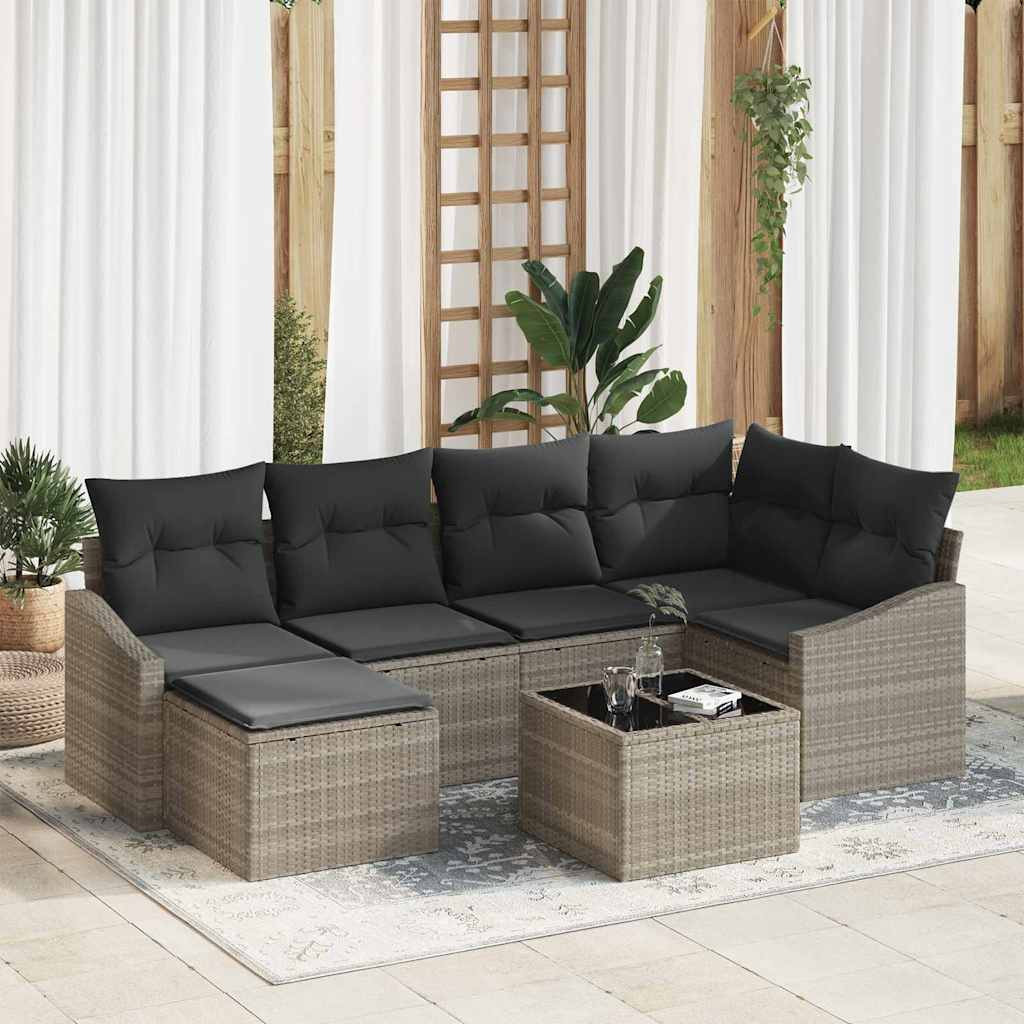 vidaXL Garten Essgruppe mit Kissen mit Speicher 7 pcs Hellgrau
