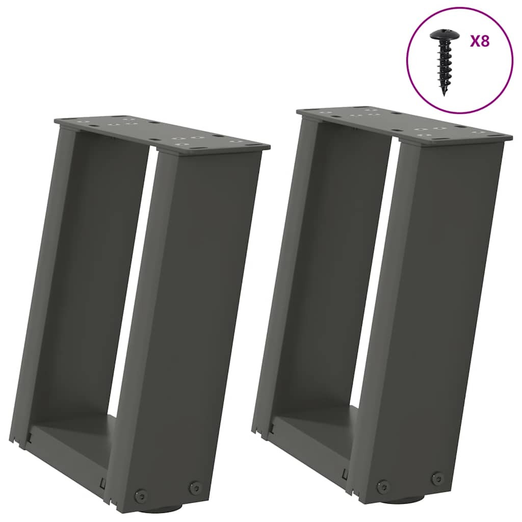 vidaXL Couchtischbeine U-Form 2 Stk. Anthrazit 30x(30-31) cm Stahl