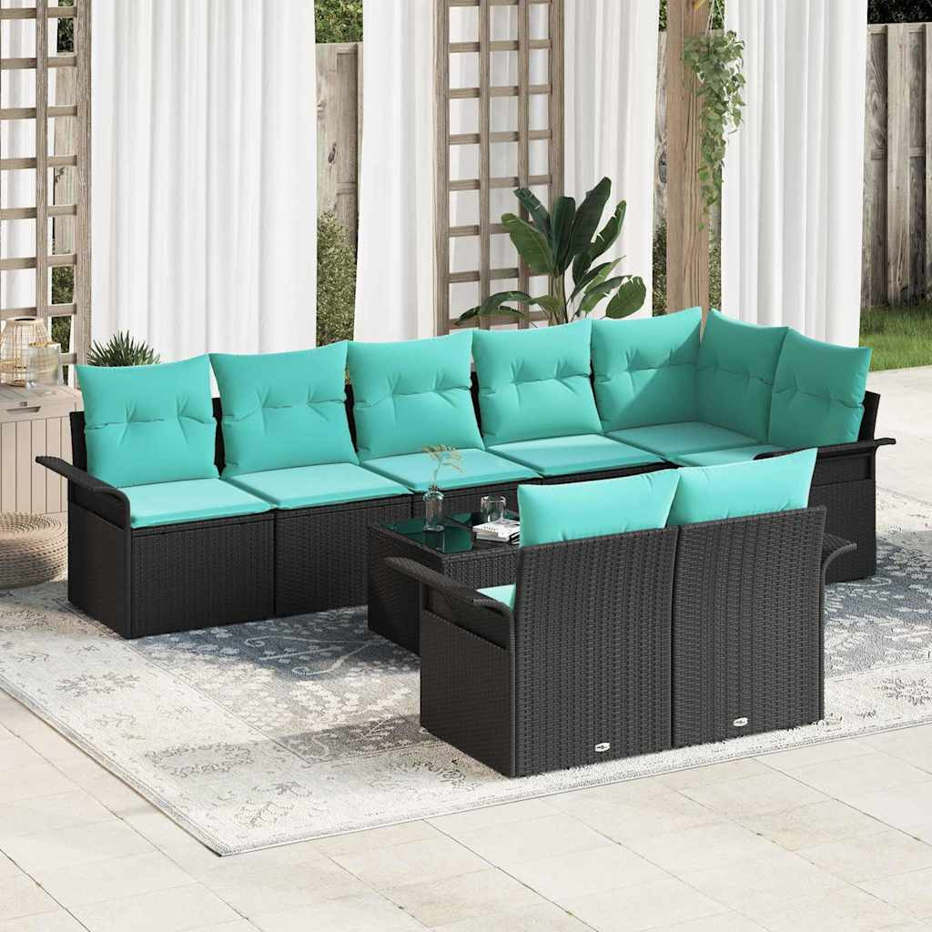 vidaXL Gartensofa-set mit Speicher 9 pcs Schwarz Poly-Rattan