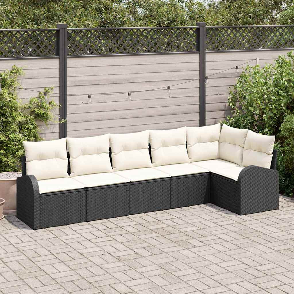 vidaXL Gartensofa-set mit Kissen 6 pcs Schwarz und Weiß Poly-Rattan