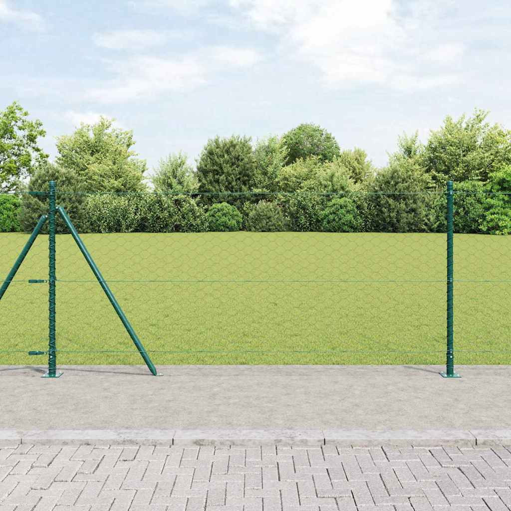 vidaXL Sechseckzaun mit Betonsockel 100 x 1 m PVC-beschichteter Stahl