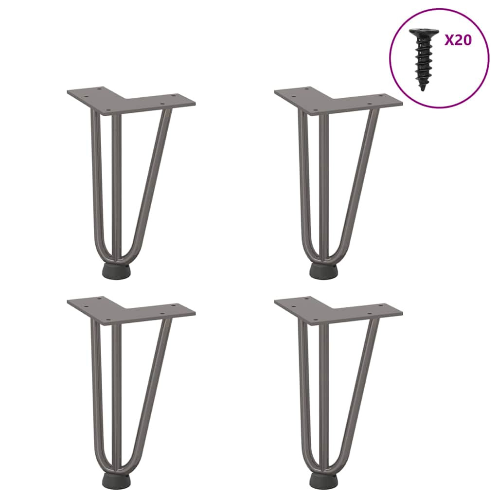 vidaXL Haarnadelbeine für Couchtisch 4 Stk. Naturstahl 20 cm Massivstahl