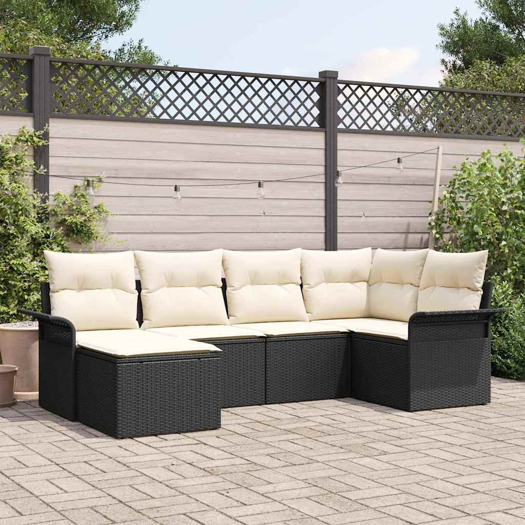 vidaXL Gartensofa-set mit Speicher 6 pcs Schwarz Poly-Rattan