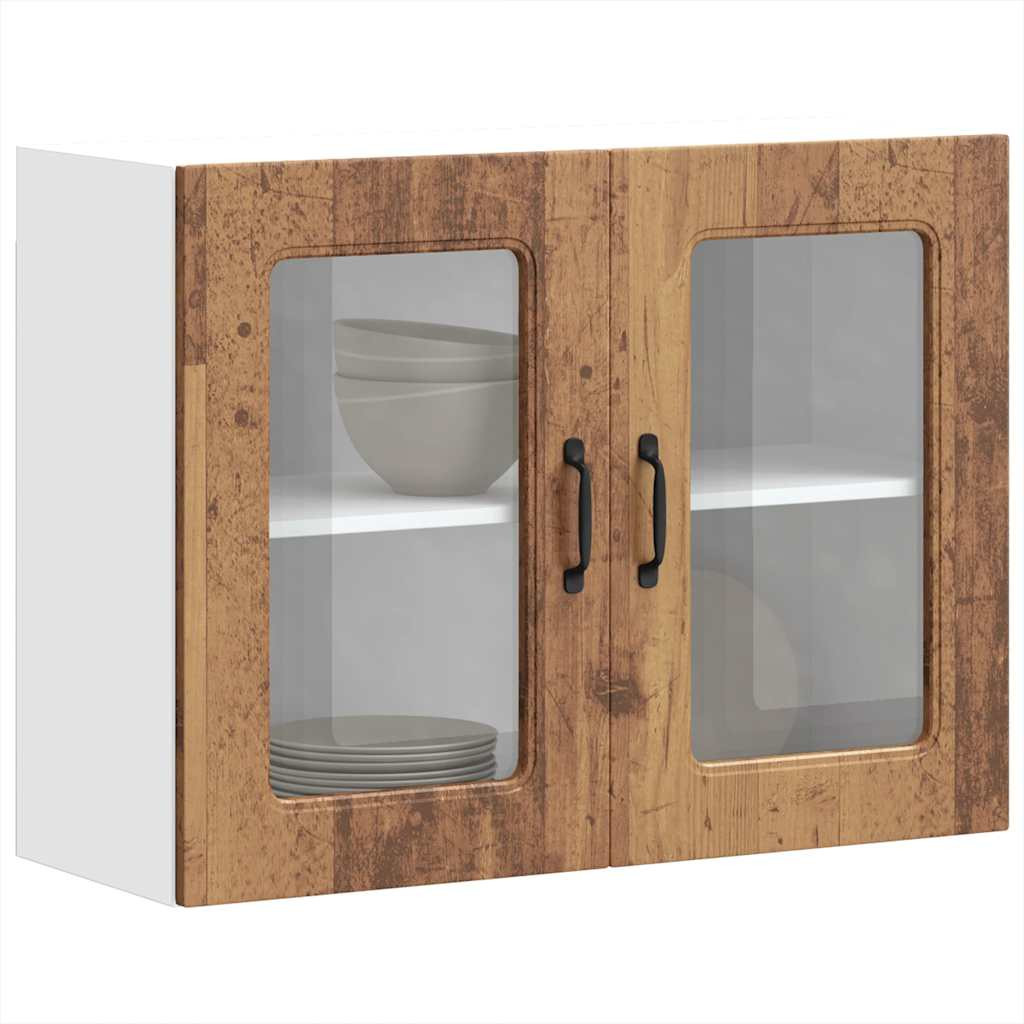 vidaXL Küchen-Hängeschrank mit Glastür Altholz-Optik Holzwerkstoff