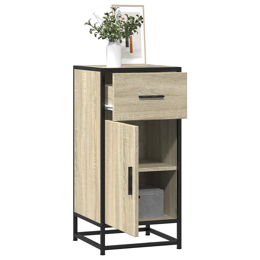 vidaXL Sideboard Sonoma-Eiche 35,5x35x76 cm Holzwerkstoff und Metall