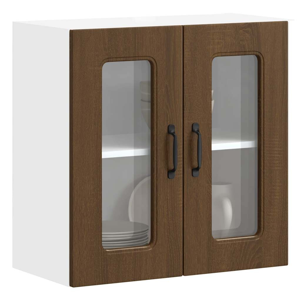 vidaXL Küchen-Hängeschrank mit Glastür Kalmar Braun Eichen-Optik