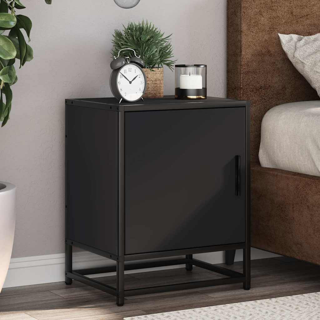 vidaXL Nachttisch Schwarz 40x31x50 cm Holzwerkstoff und Metall