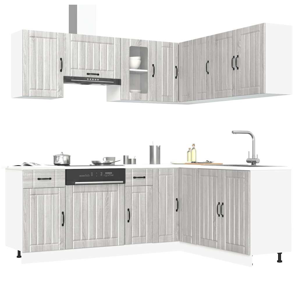 vidaXL 11-tlg. Küchenschrank-Set Kalmar Grau Sonoma Holzwerkstoff