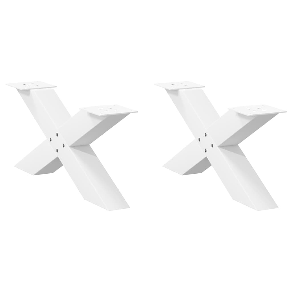 vidaXL Couchtischbeine X-Form 2 Stk. Weiß 70x(30-31) cm Stahl