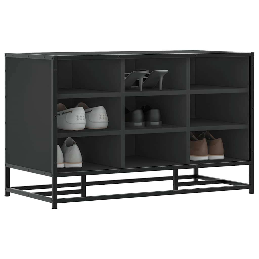 vidaXL Schuhbank Schwarz 84x40x53,5 cm Holzwerkstoff und Metall