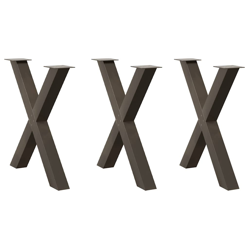 vidaXL Esstischbeine X-Form 3 Stk. Naturstahl 70x(72-73) cm Stahl