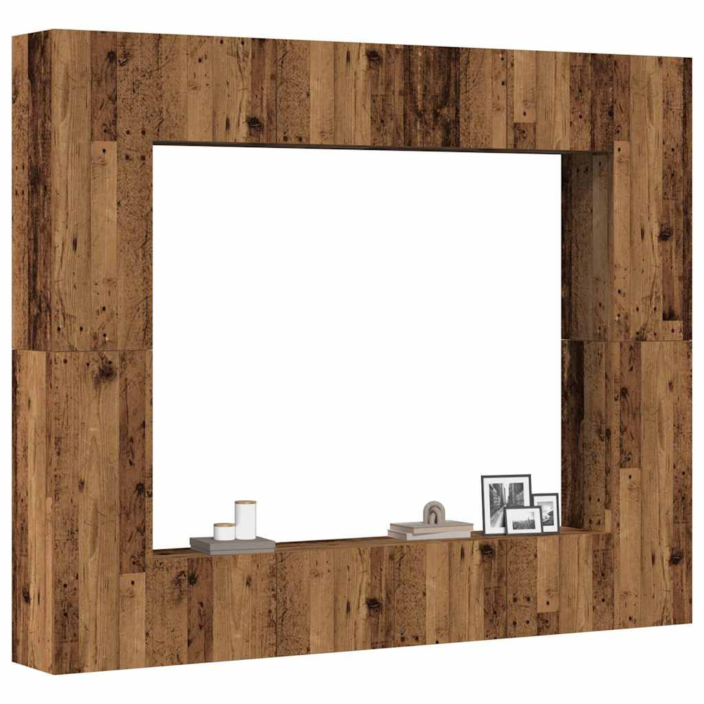vidaXL 8-tlg. TV-Schrank-Set Wandmontage Altholz-Optik Holzwerkstoff