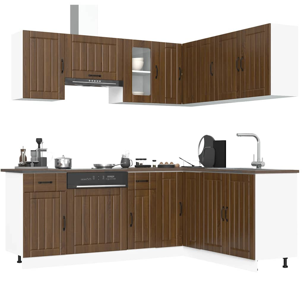 vidaXL 11tlg. Küchenschrank-Set Lucca Braun Eichen-Optik Holzwerkstoff