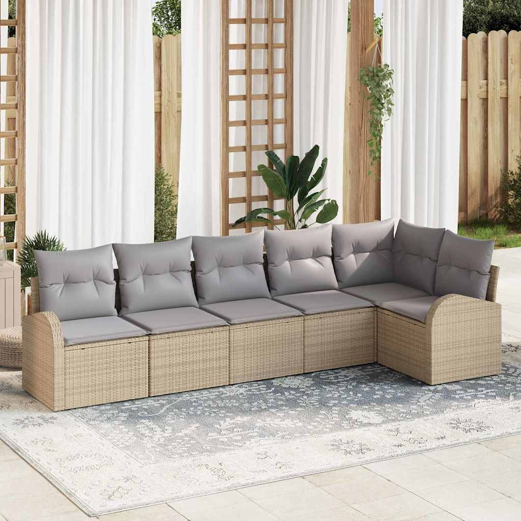 vidaXL Gartensofa-set mit Kissen 6 pcs Beige und Hellgrau Poly-Rattan