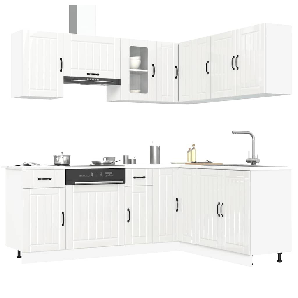 vidaXL 11-tlg. Küchenschrank-Set Lucca Hochglanz-Weiß Holzwerkstoff