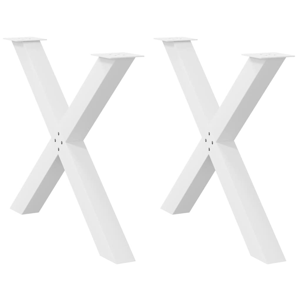 vidaXL Esstischbeine X-Form 2 Stk. Weiß 90x(72-73) cm Stahl