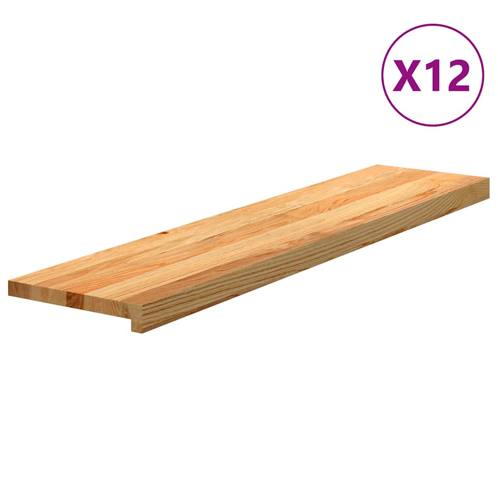 vidaXL Treppenstufen 12 Stk. Hellbraun 110x30x2 cm Massivholz Eiche