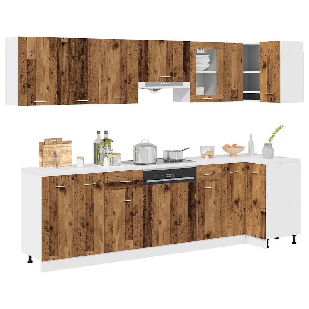 vidaXL 11-tlg. Küchenschrank-Set Lyon Altholz-Optik Holzwerkstoff