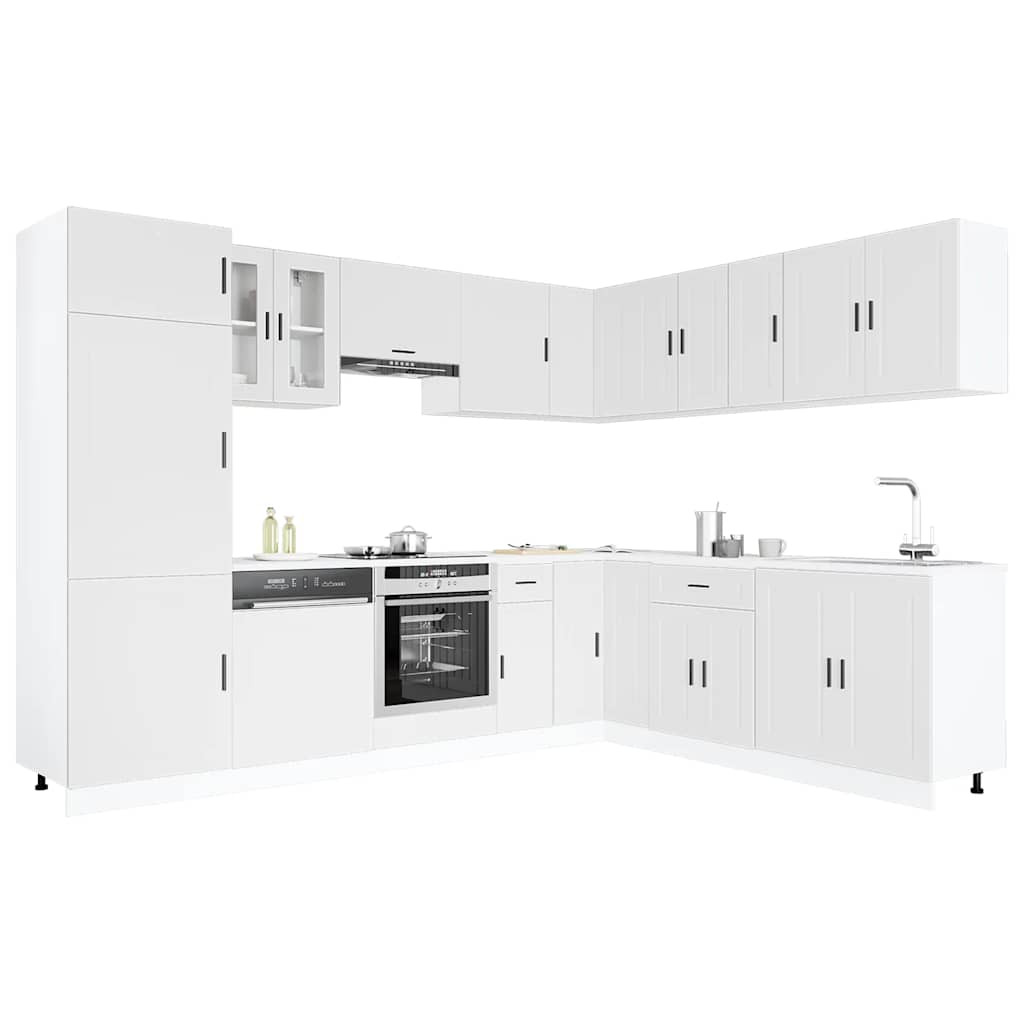 vidaXL 14-tlg. Küchenschrank-Set Porto Weiß Holzwerkstoff