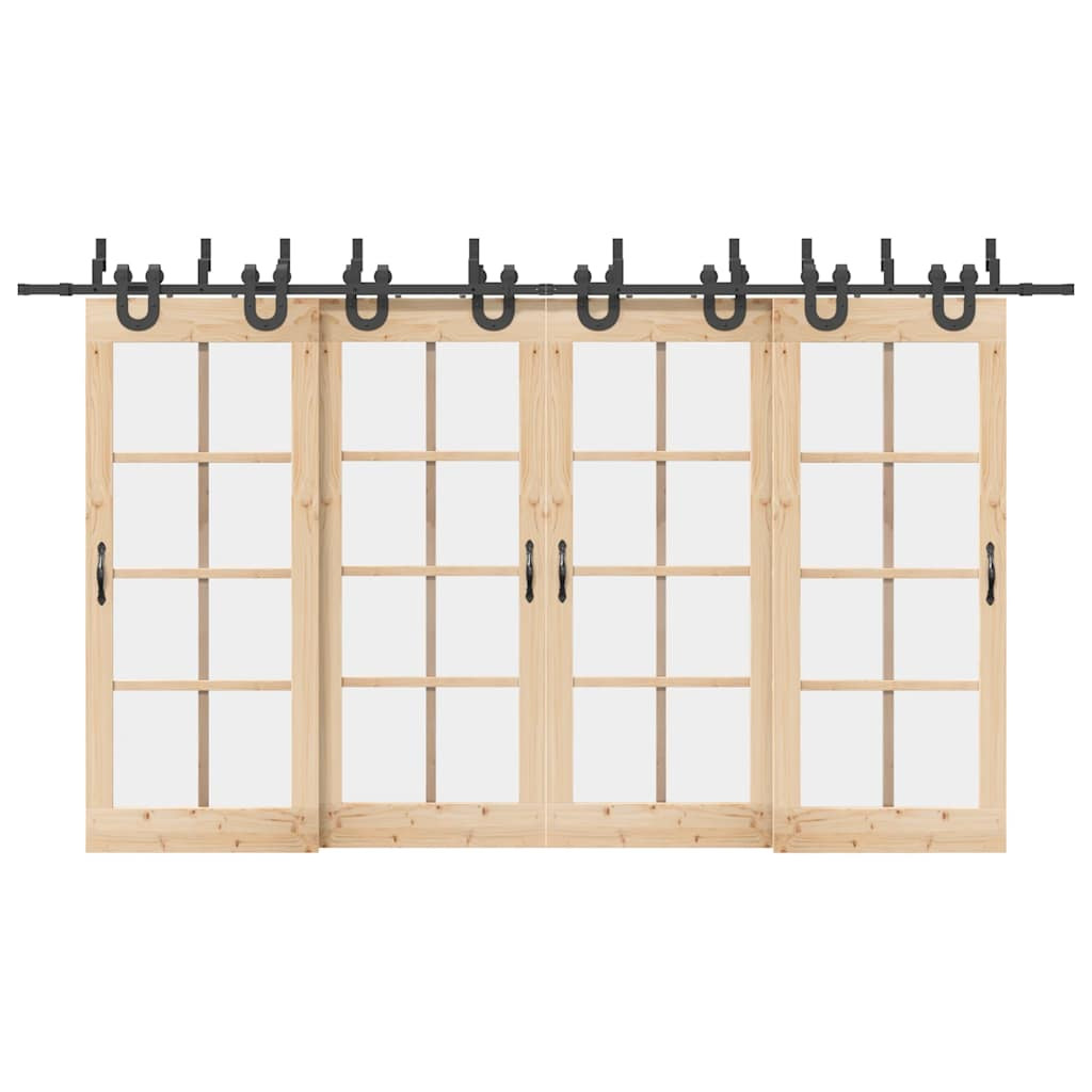 vidaXL Schiebetürbeschlag-Set 400 cm Stahl Schwarz