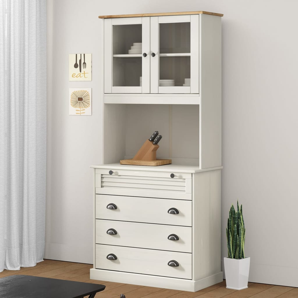 vidaXL Highboard VIGO Weiß 80x40x176 cm Massivholz Kiefer