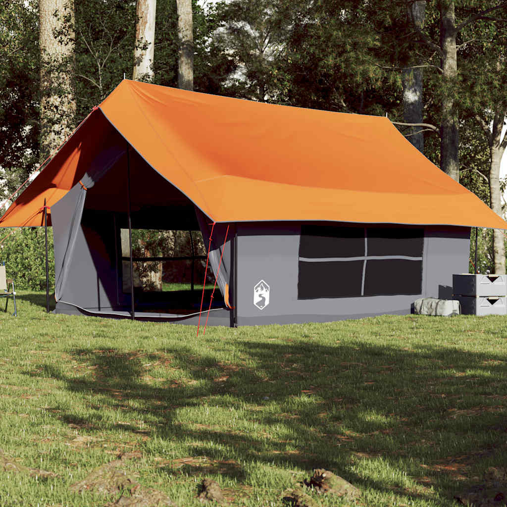 vidaXL Campingzelt 5 Personen Grau und Orange Wasserdicht