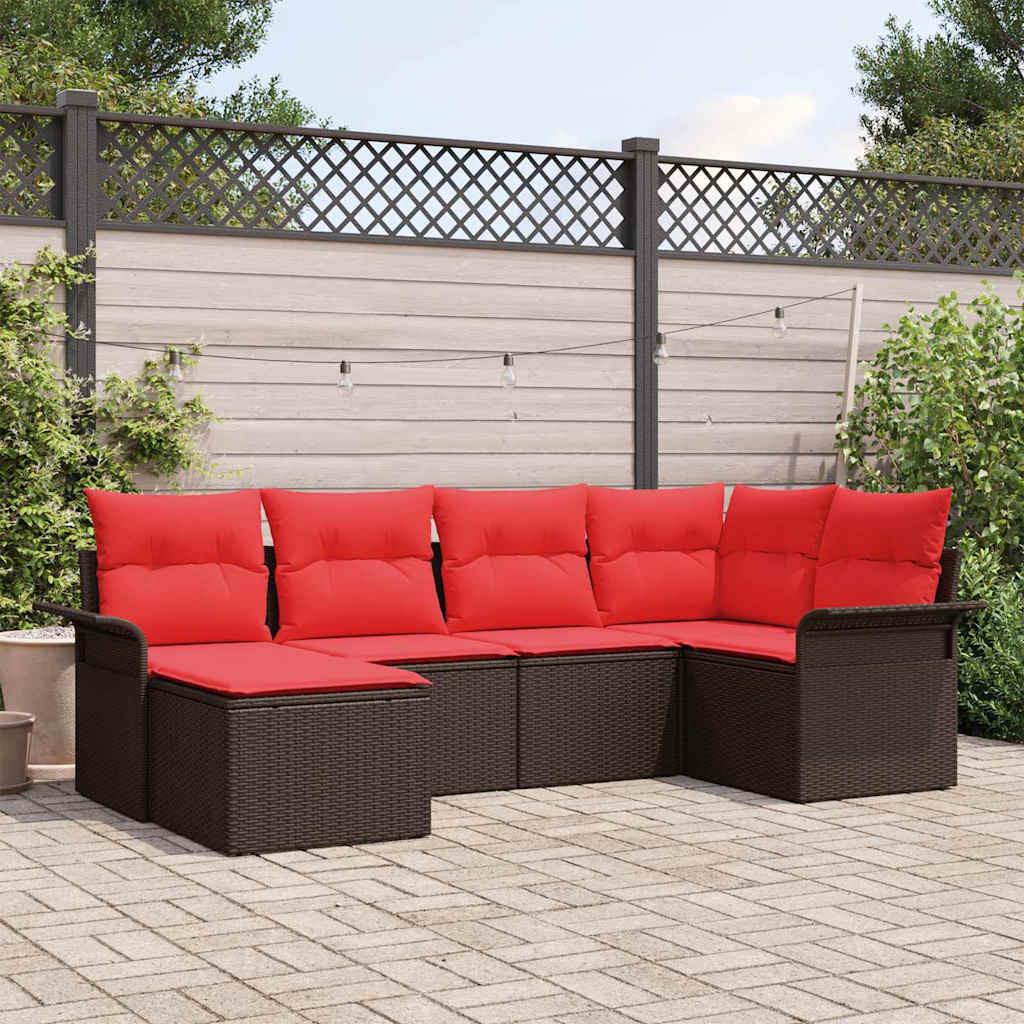 vidaXL Gartensofa-set mit Speicher 6 pcs Braun Poly-Rattan