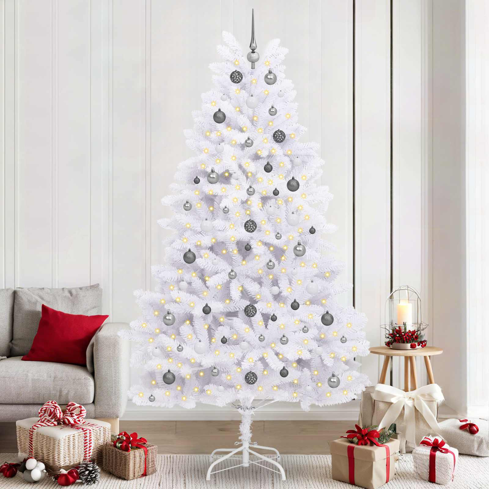 vidaXL Künstlicher Weihnachtsbaum Weiß 120 x 120 x 240 cm