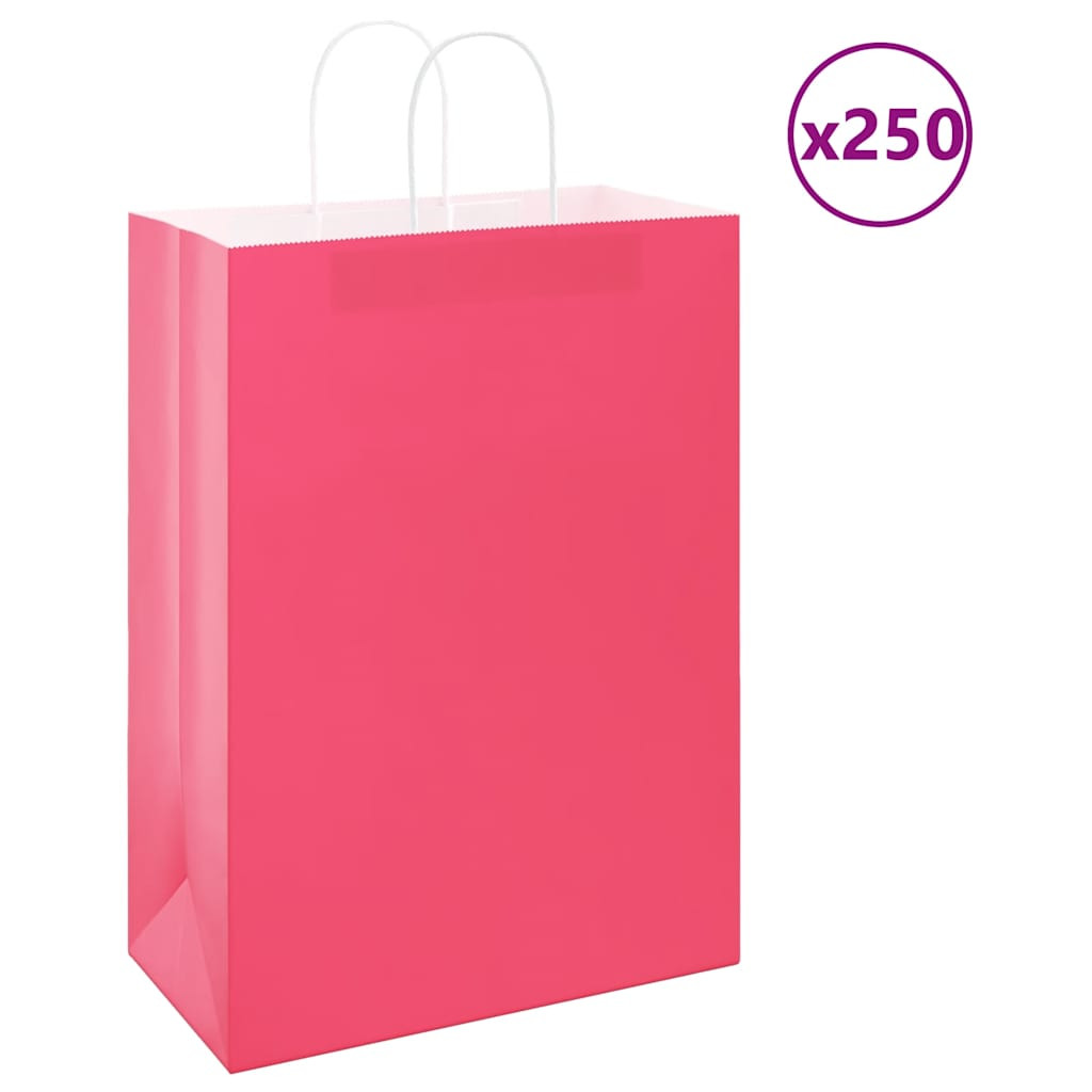 vidaXL Papiertragetaschen 250 Stk. mit Henkeln Rosa 32x17x44 cm