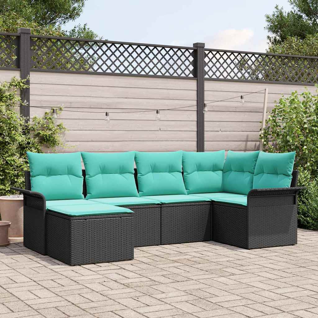 vidaXL Gartensofa-set mit Speicher 6 pcs Schwarz Poly-Rattan