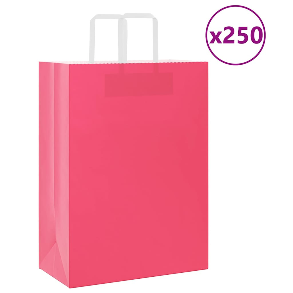 vidaXL Papiertragetaschen 250 Stk. mit Henkeln Rosa 32x17x44 cm