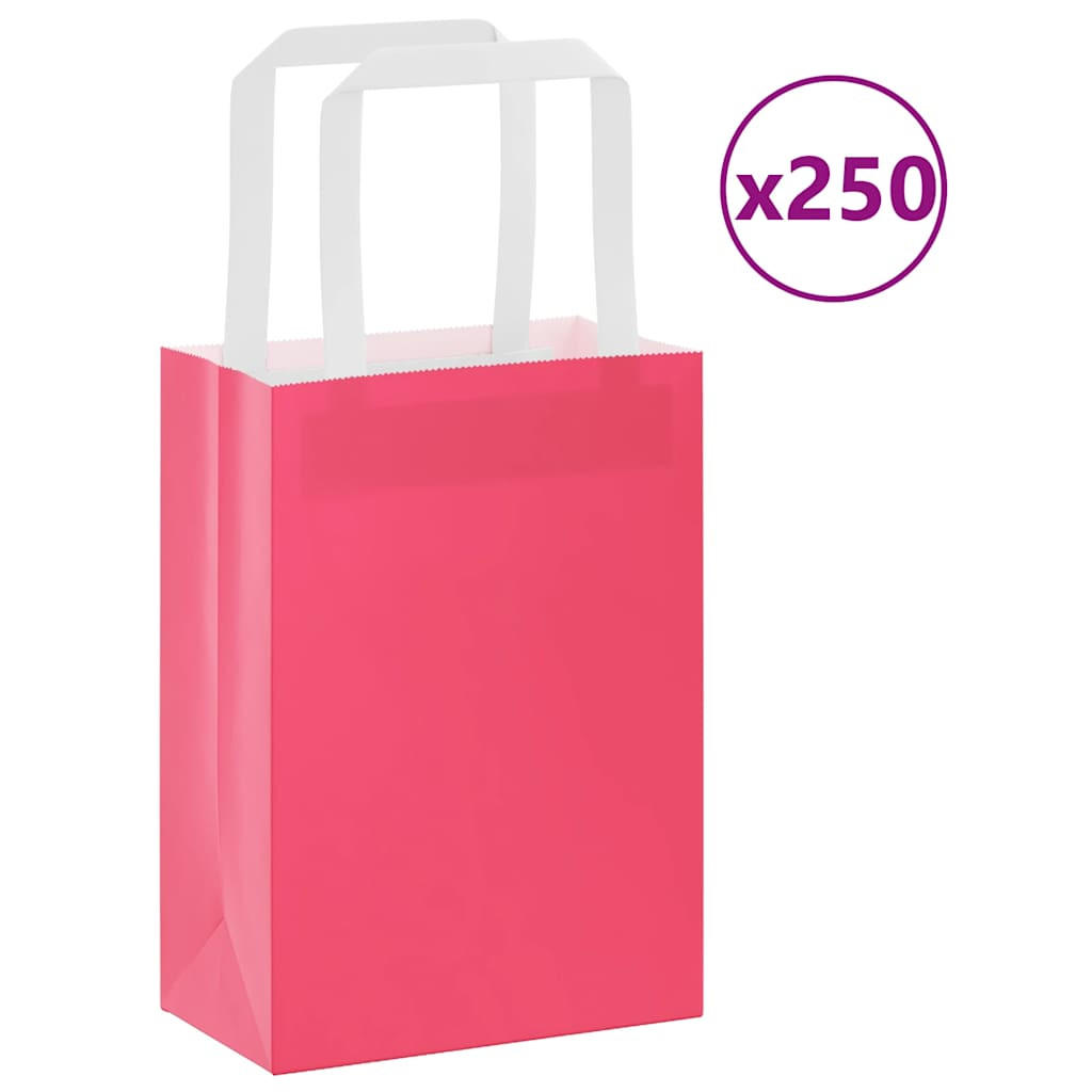 vidaXL Papiertragetaschen 250 Stk. mit Henkeln Rosa 15x8x21 cm