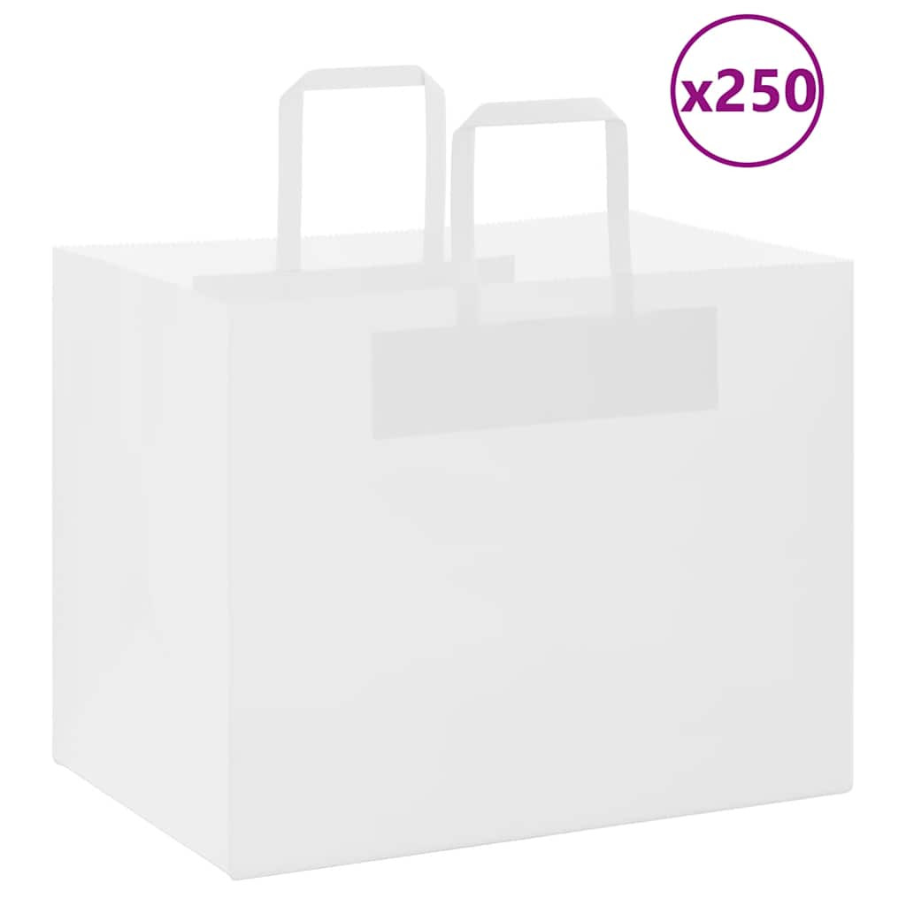 vidaXL Papiertragetaschen 250 Stk. mit Henkeln Weiß 32x22x24 cm