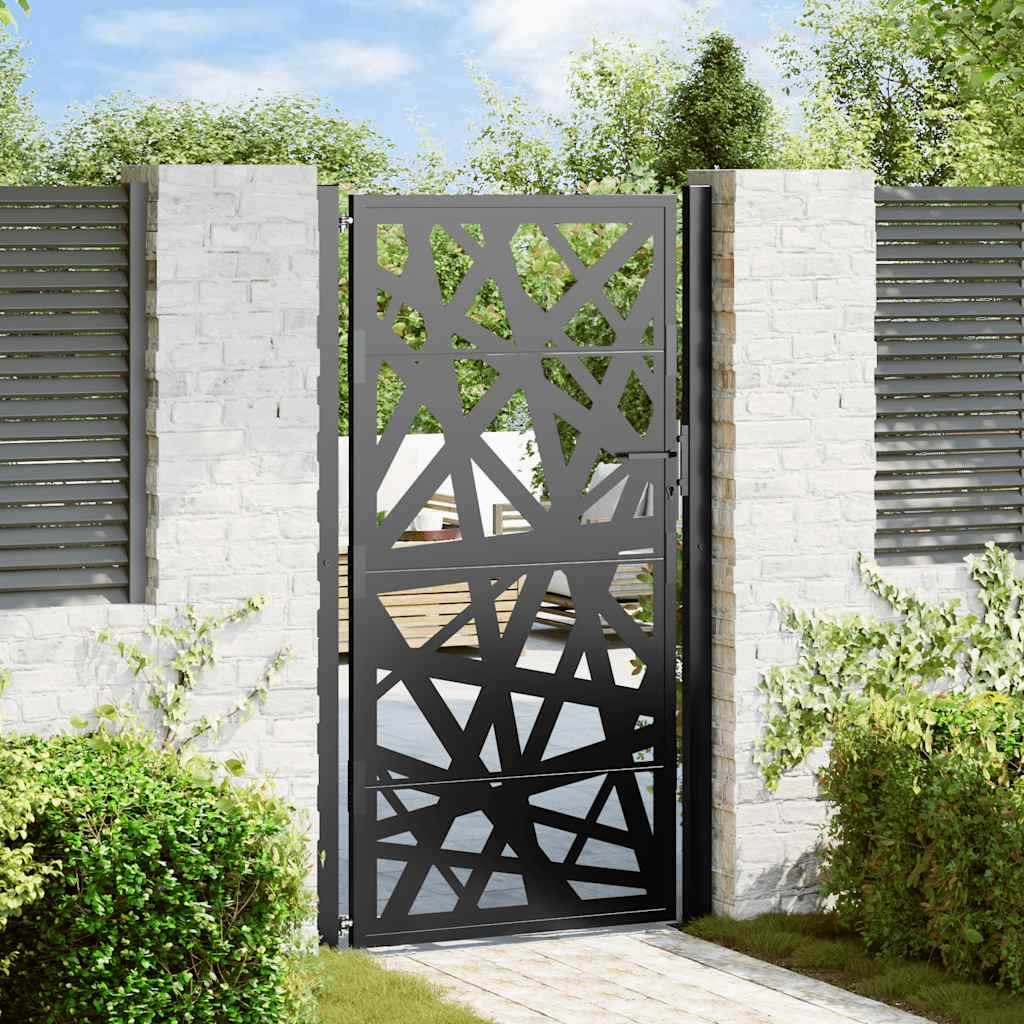 vidaXL Gartentor Schwarz 100x175 cm Stahl Leichtes Design