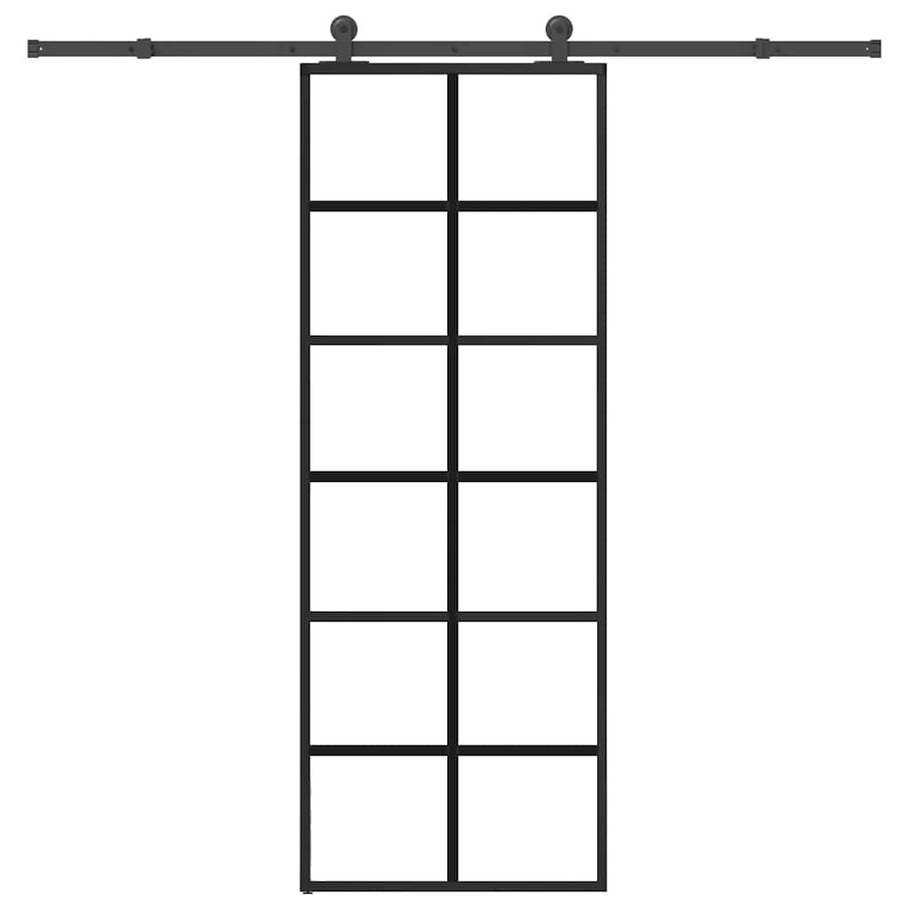 vidaXL Schiebetür mit Beschlag 76x205 cm ESG-Glas & Aluminium