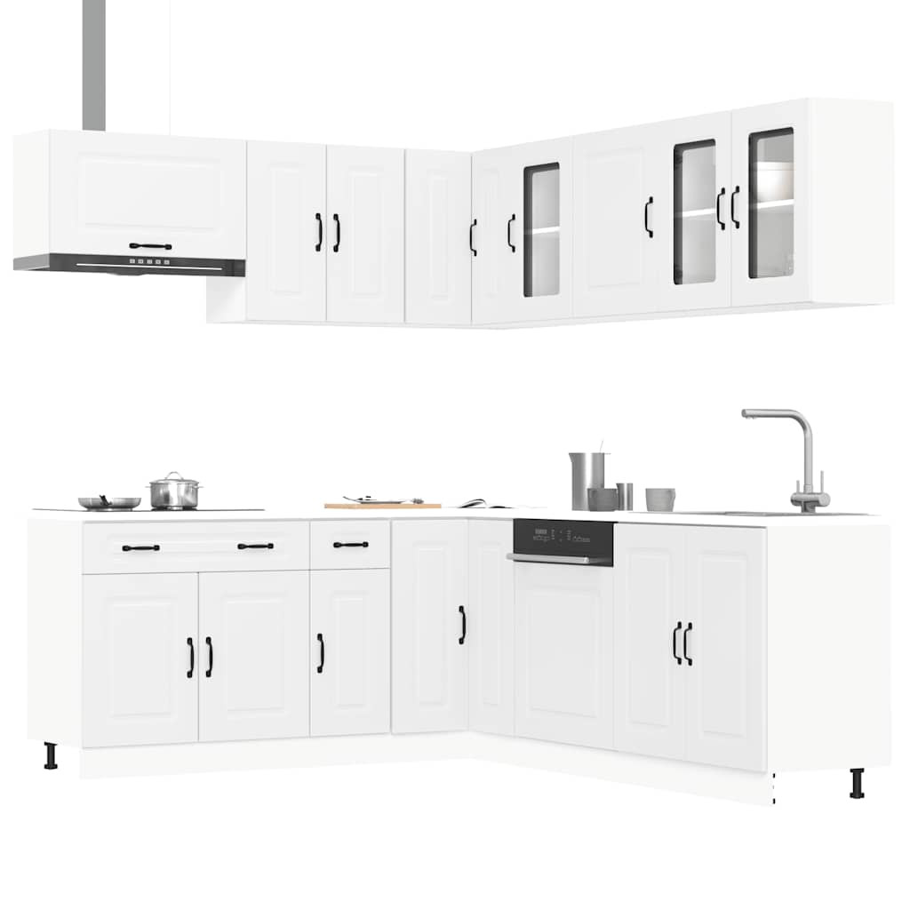 vidaXL 11-tlg. Küchenschrank-Set Kalmar Weiß Holzwerkstoff