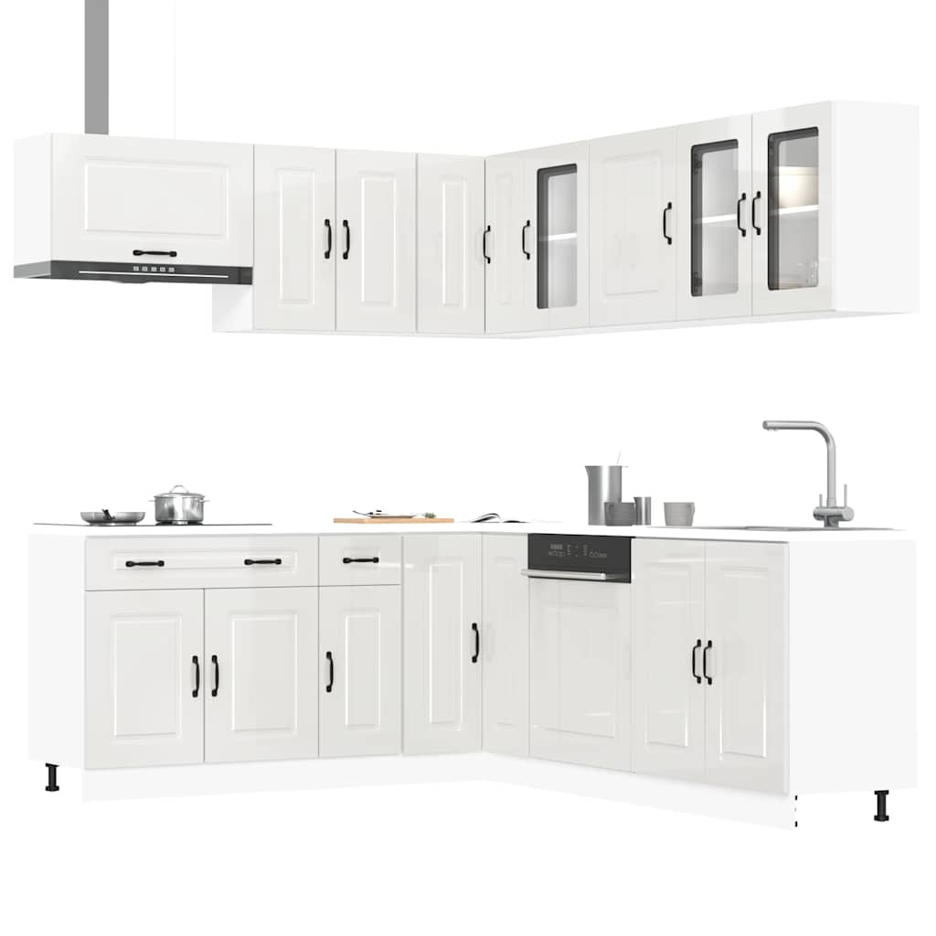 vidaXL 11-tlg. Küchenschrank-Set Kalmar Hochglanz-Weiß Holzwerkstoff